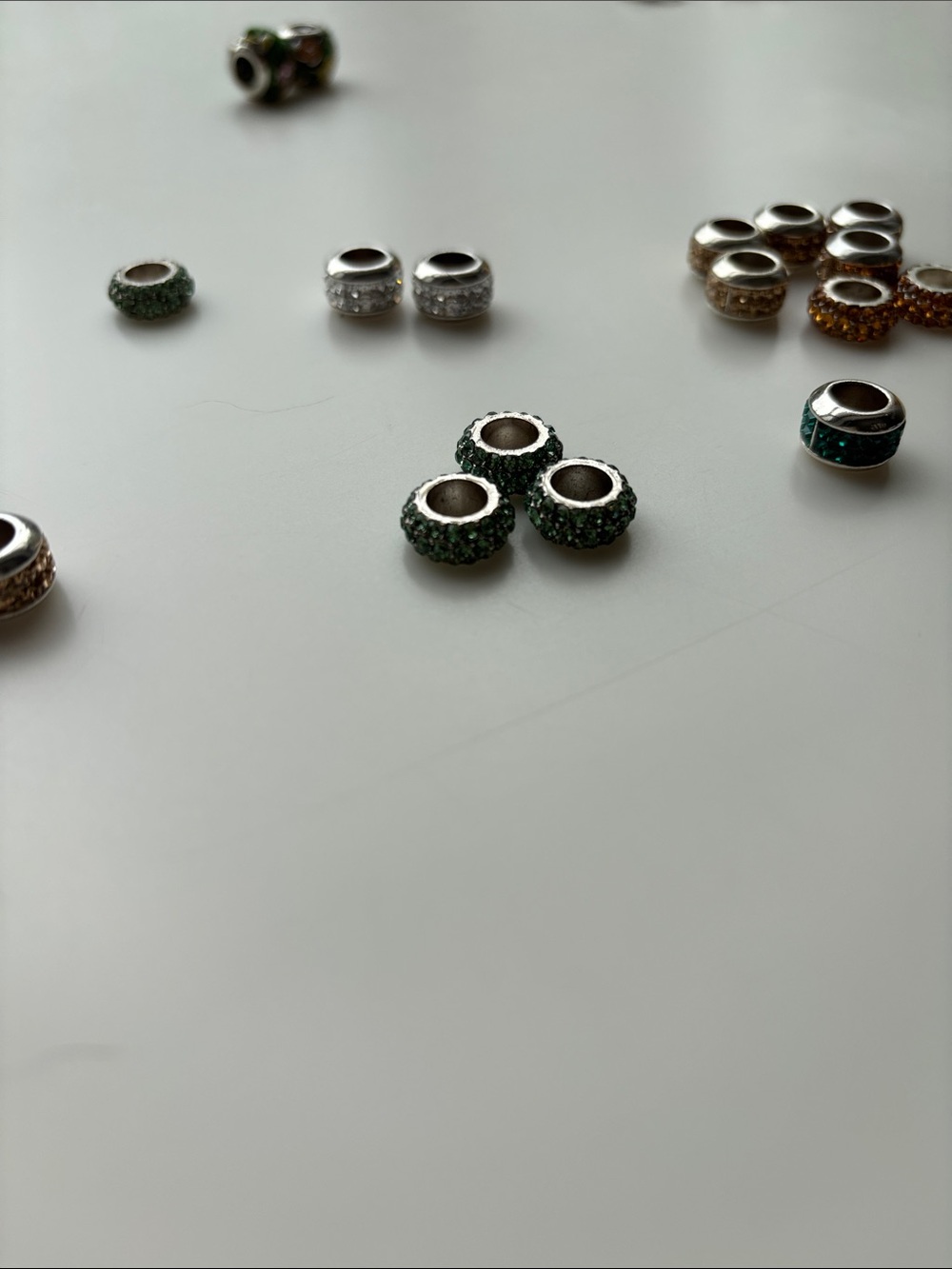 Brighton various Silver and Green Accent Rondelle Beads charms - Picture 5 of 7